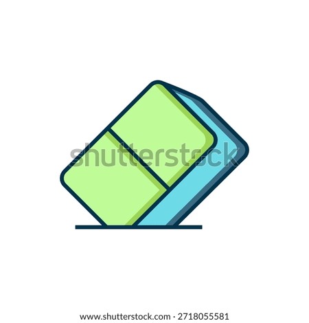 Filled outline Eraser or rubber icon isolated on white background. Flat filled outline style with shadow. Vector