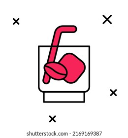 Filled outline Espresso tonic coffee icon isolated on white background.  Vector