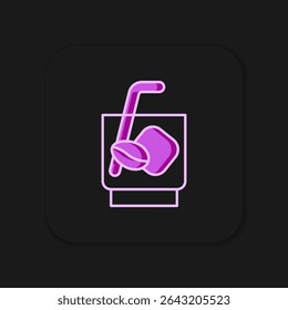 Filled outline Espresso tonic coffee icon isolated on black background. Flat filled outline style with shadow. Vector