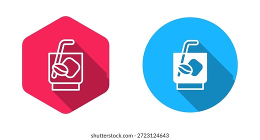 Gefüllt und Kontur Espresso tonic Kaffee Symbol einzeln mit langem Schatten Hintergrund.  Vektorgrafik