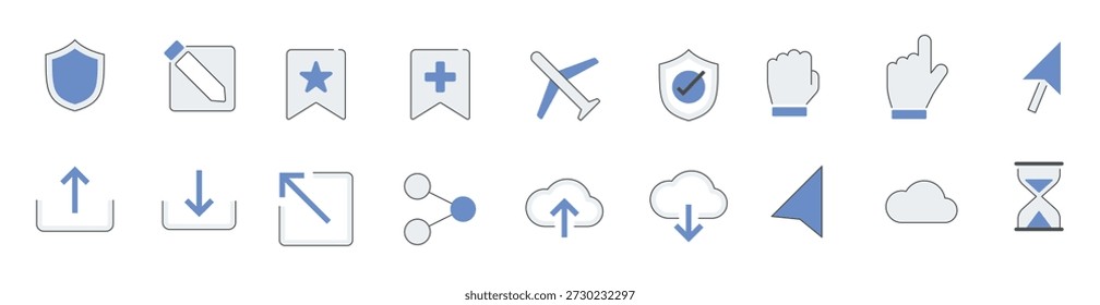 Filled outline essential UI Icon set.