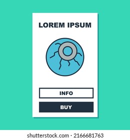 Filled outline Eye icon isolated on turquoise background. Happy Halloween party.  Vector