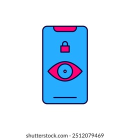 Esquema lleno Icono de escaneo ocular aislado sobre fondo blanco. Escaneando el ojo. Símbolo de control de seguridad. Signo cibernético del ojo.  Vector