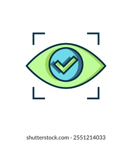 Filled outline Eye scan icon isolated on white background. Scanning eye. Security check symbol. Cyber eye sign. Flat filled outline style with shadow. Vector