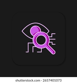 Gefüllte Kontur Auge-Scan-Symbol einzeln auf schwarzem Hintergrund. Retinascan. Auge scannen. Symbol für die Sicherheitsprüfung. Cyber-Augenzeichen. Flach ausgefüllter Umrissstil mit Schatten. Vektorgrafik