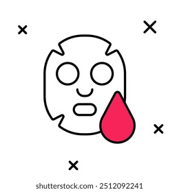 Filled outline Facial cosmetic mask icon isolated on white background. Cosmetology, medicine and health care.  Vector