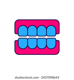 Filled outline False jaw icon isolated on white background. Dental jaw or dentures, false teeth with incisors.  Vector