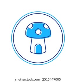 Filled outline Fantasy mushroom house icon isolated on white background. Fairytale house.  Vector