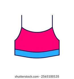 Filled outline Female crop top icon isolated on white background. Undershirt.  Vector