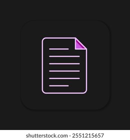 Esquema relleno Icono de documento de archivo aislado sobre fondo negro. Icono de lista de comprobación. Concepto de negocio. Estilo de contorno relleno plano con sombra. Vector