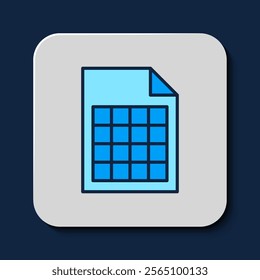 Filled outline File document icon isolated on blue background. Checklist icon. Business concept.  Vector