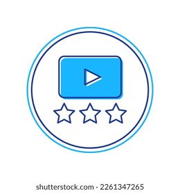 Filled outline Film or movie cinematography rating or review icon isolated on white background.  Vector