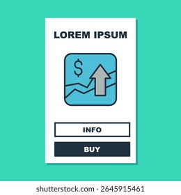 Filled outline Financial growth increase icon isolated on turquoise background. Increasing revenue.  Vector