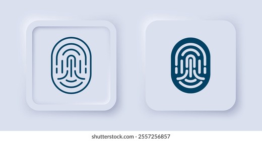 Filled and outline Fingerprint icon isolated on grey background. ID app icon. Identification sign. Touch id. Square button. Vector