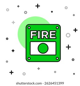 Esquema lleno Icono del sistema de alarma de incendio aislado sobre fondo blanco. Tire de la caja de seguridad contra incendios de peligro.  Vector