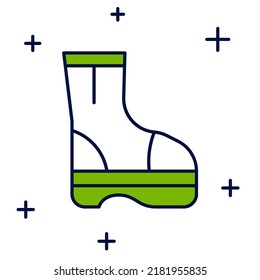 Símbolo relleno Icono de botas de fuego aisladas en fondo blanco.  Vector