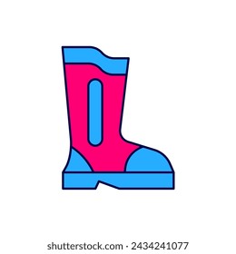 Filled outline Fire boots icon isolated on white background.  Vector