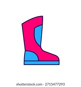 Esquema lleno Icono de botas de fuego aislado sobre fondo blanco.  Vector
