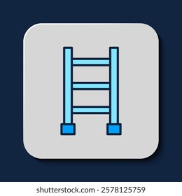 Filled outline Fire escape icon isolated on blue background. Pompier ladder. Fireman scaling ladder with a pole.  Vector