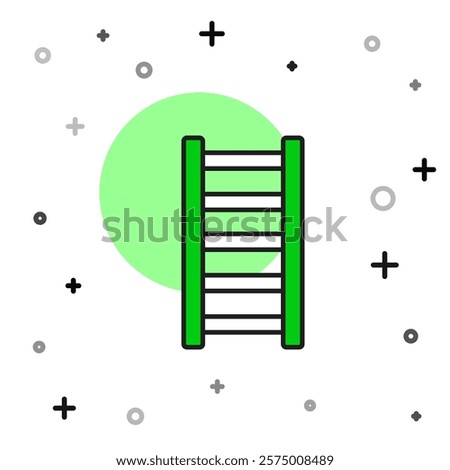 Filled outline Fire escape icon isolated on white background. Pompier ladder. Fireman scaling ladder with a pole.  Vector