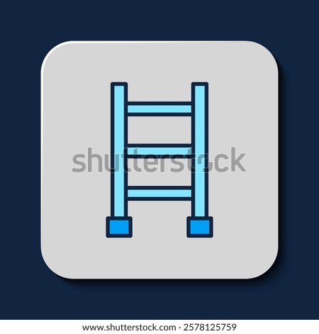 Filled outline Fire escape icon isolated on blue background. Pompier ladder. Fireman scaling ladder with a pole.  Vector