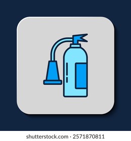 Filled outline Fire extinguisher icon isolated on blue background.  Vector