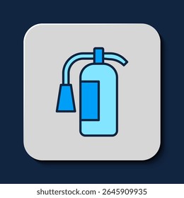 Filled outline Fire extinguisher icon isolated on blue background.  Vector