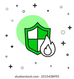 Filled outline Fire protection shield icon isolated on white background. Insurance concept. Security, safety, protection, protect concept.  Vector