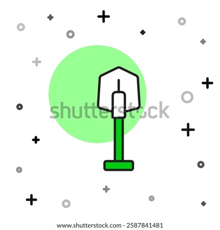 Filled outline Fire shovel icon isolated on white background. Fire protection equipment. Equipment for firefighter.  Vector