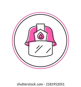 Filled outline Firefighter helmet or fireman hat icon isolated on white background.  Vector