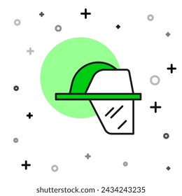 Filled outline Firefighter helmet or fireman hat icon isolated on white background.  Vector