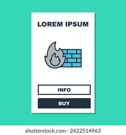 Filled outline Firewall, security wall icon isolated on turquoise background.  Vector