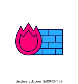 Filled outline Firewall, security wall icon isolated on white background.  Vector
