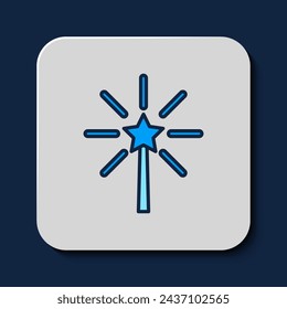 Filled outline Firework icon isolated on blue background. Concept of fun party. Explosive pyrotechnic symbol.  Vector