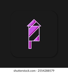 Filled outline Firework rocket icon isolated on black background. Concept of fun party. Explosive pyrotechnic symbol. Flat filled outline style with shadow. Vector