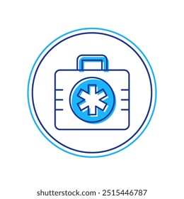 Filled outline First aid kit icon isolated on white background. Medical box with cross. Medical equipment for emergency. Healthcare concept.  Vector