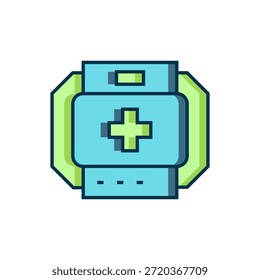Esquema lleno Icono del kit de primeros auxilios aislado sobre fondo blanco. Caja médica con cruz. Equipos médicos de emergencia. Concepto sanitario. Estilo de contorno relleno plano con sombra. Vector