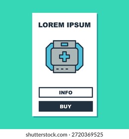 Filled outline First aid kit icon isolated on turquoise background. Medical box with cross. Medical equipment for emergency. Healthcare concept.  Vector