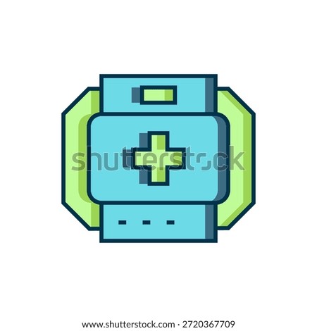Filled outline First aid kit icon isolated on white background. Medical box with cross. Medical equipment for emergency. Healthcare concept. Flat filled outline style with shadow. Vector