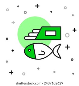 Filled outline Fish and chips icon isolated on white background.  Vector