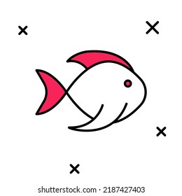 Filled outline Fish icon isolated on white background.  Vector