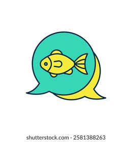 Filled outline Fish icon isolated on white background.  Vector