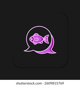 Filled outline Fish icon isolated on black background. Flat filled outline style with shadow. Vector