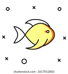 Filled outline Fish icon isolated on white background. Flat filled outline style with shadow. Vector