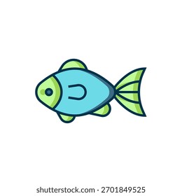Filled outline Fish icon isolated on white background. Flat filled outline style with shadow. Vector