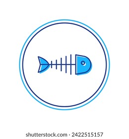 Filled outline Fish skeleton icon isolated on white background. Fish bone sign.  Vector