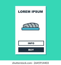 Filled outline Fish steak icon isolated on turquoise background.  Vector