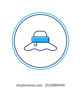 Filled outline Fisherman hat icon isolated on white background.  Vector
