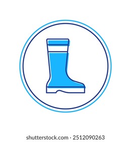 Filled outline Fishing boots icon isolated on white background. Waterproof rubber boot. Gumboots for rainy weather, fishing, hunter, gardening.  Vector