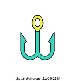 Filled outline Fishing hook icon isolated on white background. Fishing tackle.  Vector